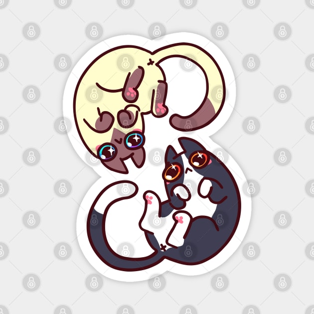 Twirly Kitties Magnet by machmigo