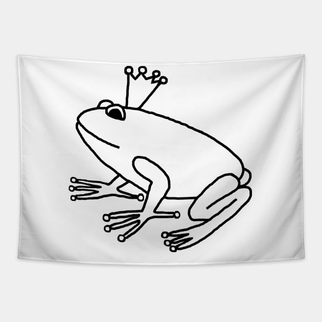 Frog Prince Minimal Line Drawing Tapestry by ellenhenryart