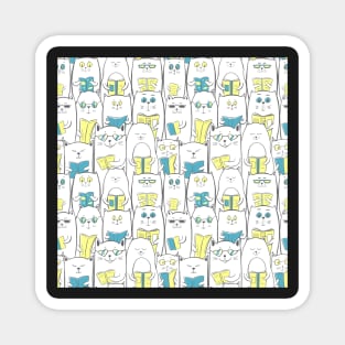 Cats Reading Books Magnet