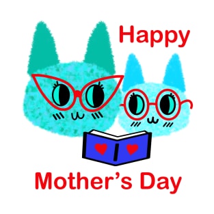 Mother’s Day Fuzzy Reading Cats T-Shirt