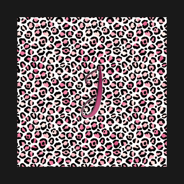 Letter J Monogram & Pink Leopard Print by kansaikate