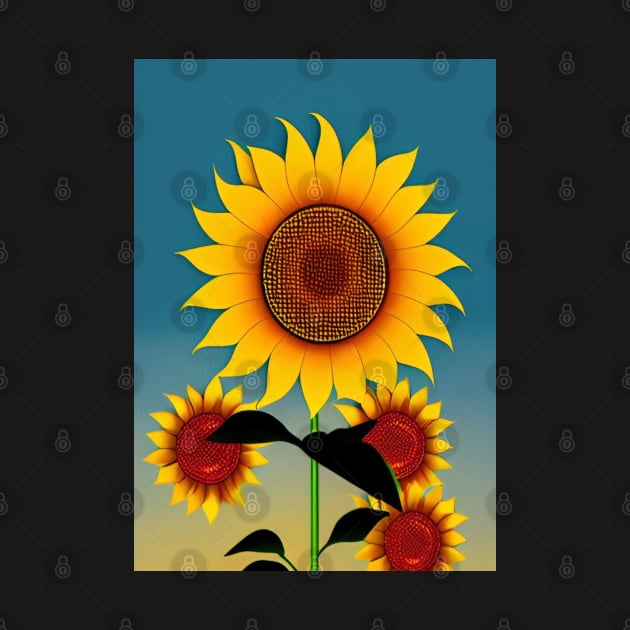 STYLISH SUNFLOWERS TEAL BACKGROUND by sailorsam1805