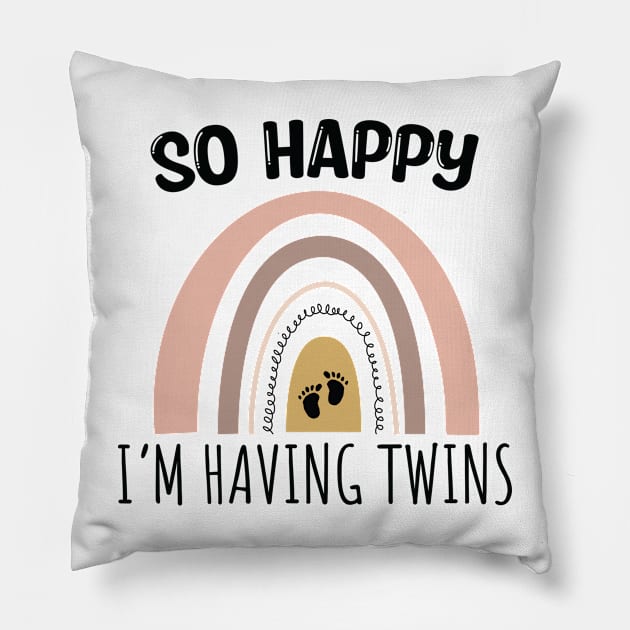 So Happy I Have Twins Cute Rainbow / Funny So Happy That I Have Twins Pillow by WassilArt