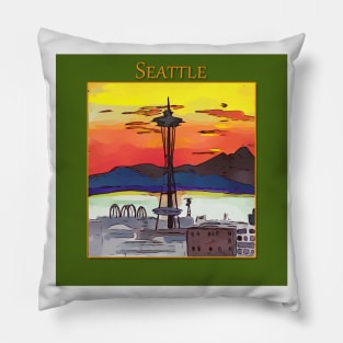 Stunning, intense red Seattle Sunset during wildfires in Canada Pillow