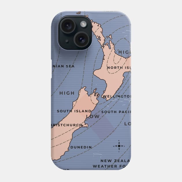 meteorological New Zealand weather map Phone Case by nickemporium1