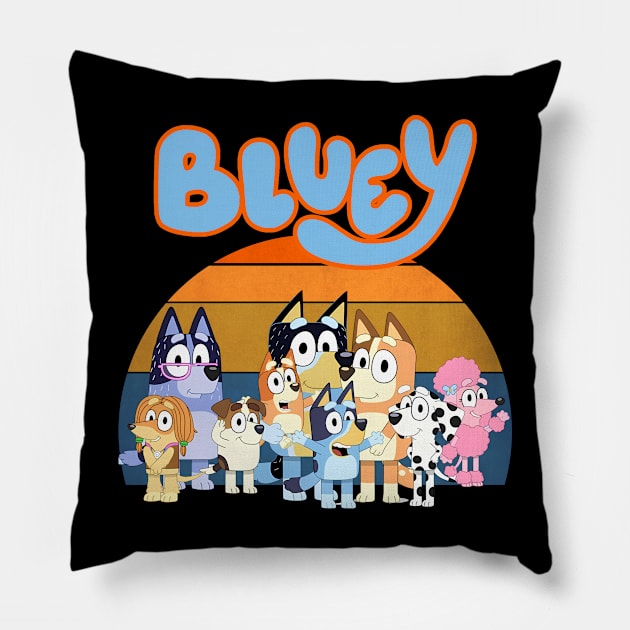 Bluey Retro Pillow by ManulaCo