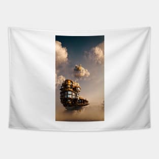 Steampunk Floating Island Tapestry