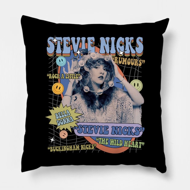 Stevie Nicks Vintage Rock Music Pillow by Evergreen Daily