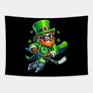 Playing Hockey St Patricks Day Sport Men Boys Tapestry