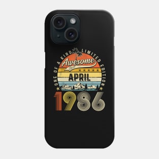 Awesome Since April 1986 Vintage 37th Birthday Phone Case