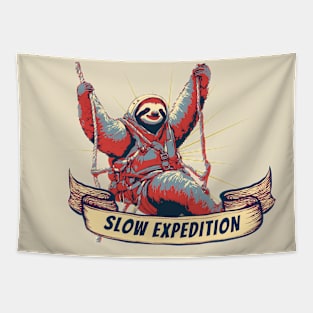 Slow Expedition Funny Sloth Climber Tapestry