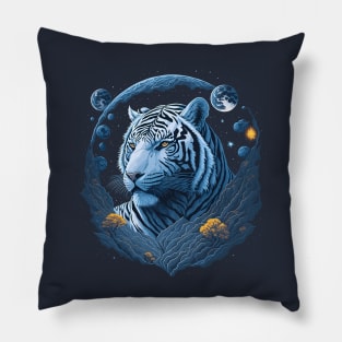 White Tiger at Night Time Pillow