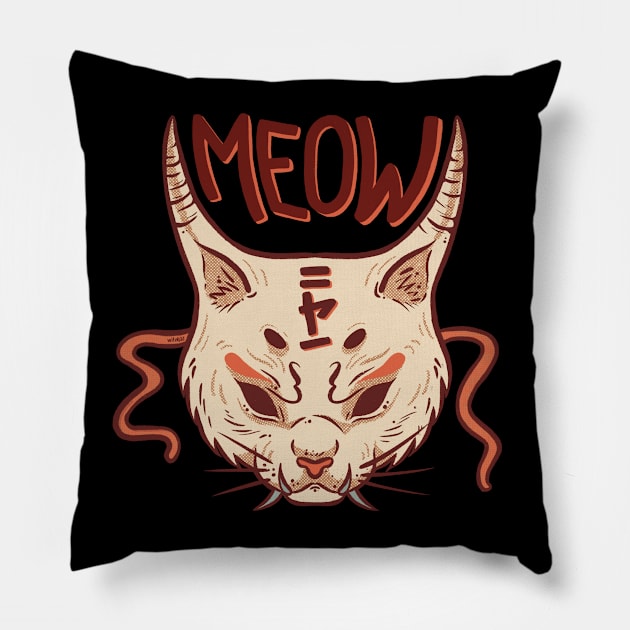 Cat Hannya Pillow by witskill