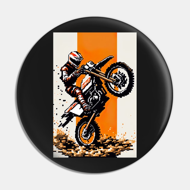 Dirt bike cool wheelie - pixel art style orange and tan Pin by KoolArtDistrict