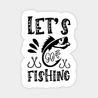 Less Talk More Fishing - Gift For Fishing Lovers, Fisherman - Black And White Simple Font Magnet