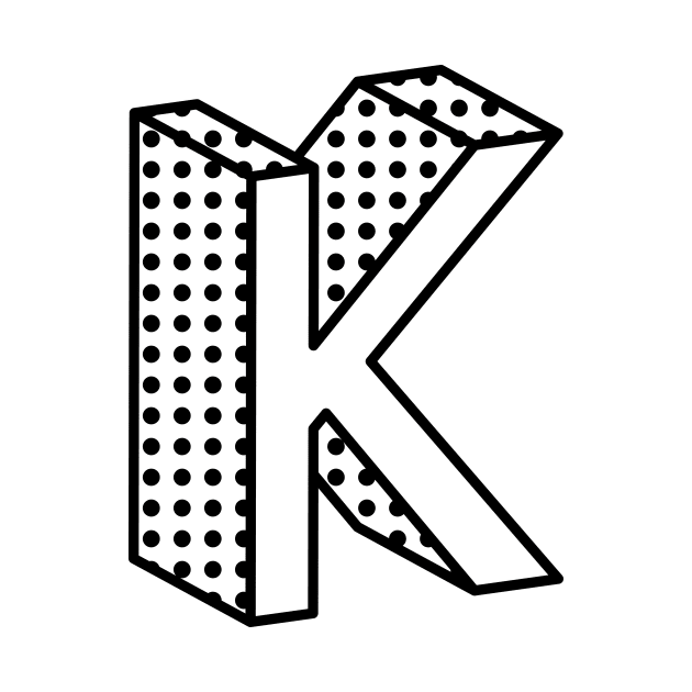 3D Ben Day Dot Isometric Letter K by murialbezanson