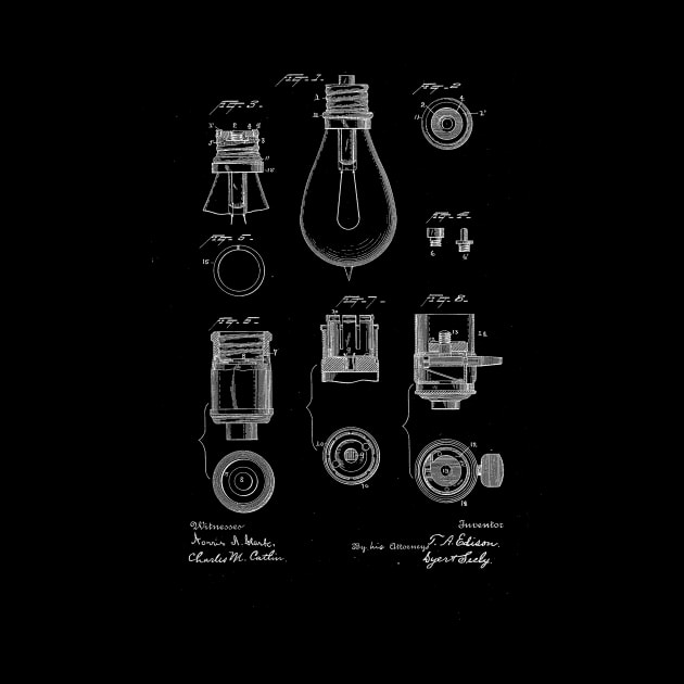 light bulb Vintage Patent Drawing by TheYoungDesigns