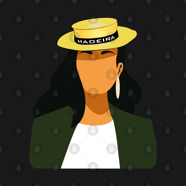 Madeira Island female no face illustration using the traditional straw hat by Donaby