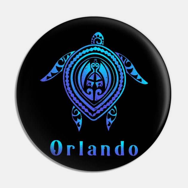 Orlando Florida FL Souvenirs Tribal Tattoo Blue Sea Turtle Pin by kalponik