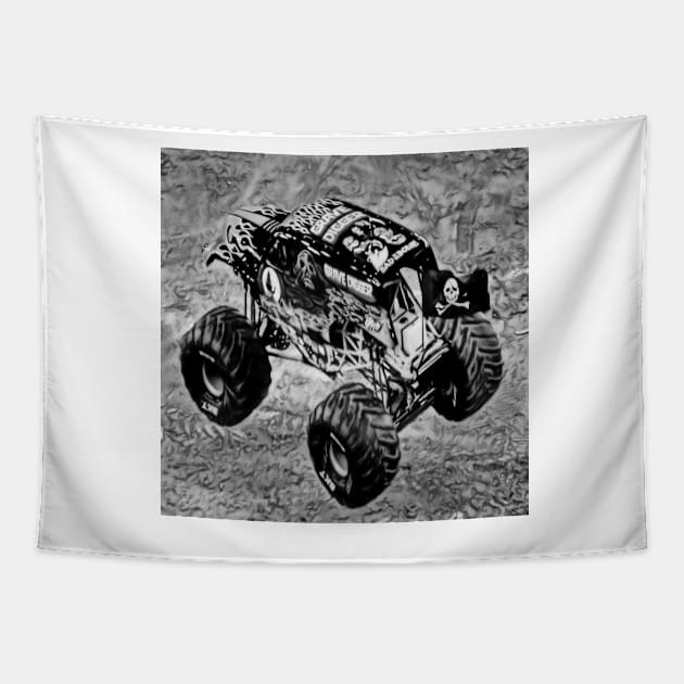 Gravedigger - Black and White Tapestry by davidbstudios