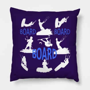 Board Board Board Kiteboard Humor White Silhouette Pillow