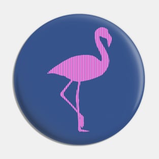 Pink Flamingo Silhouette with Pink Stripes Pattern Pin