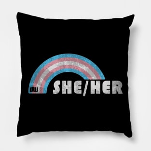 Grunge Transgender Pride - She/Her Pronouns Pillow