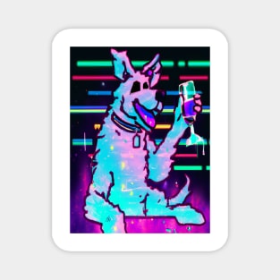 Synthwave Retro Chilled Cool Drinking Dog Magnet