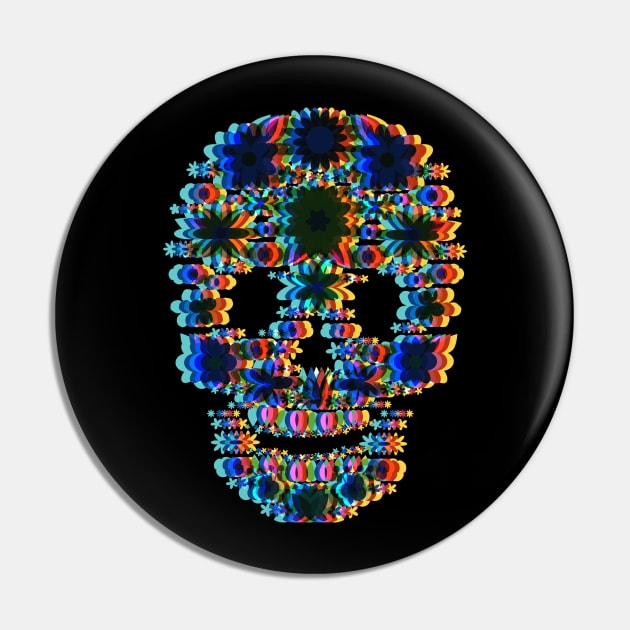 Surrealistic Flower Skull Pin by HappyGiftArt