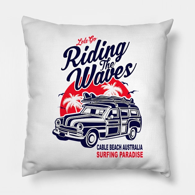 Cable Beach Australia Surfing Paradise Pillow by bougieFire