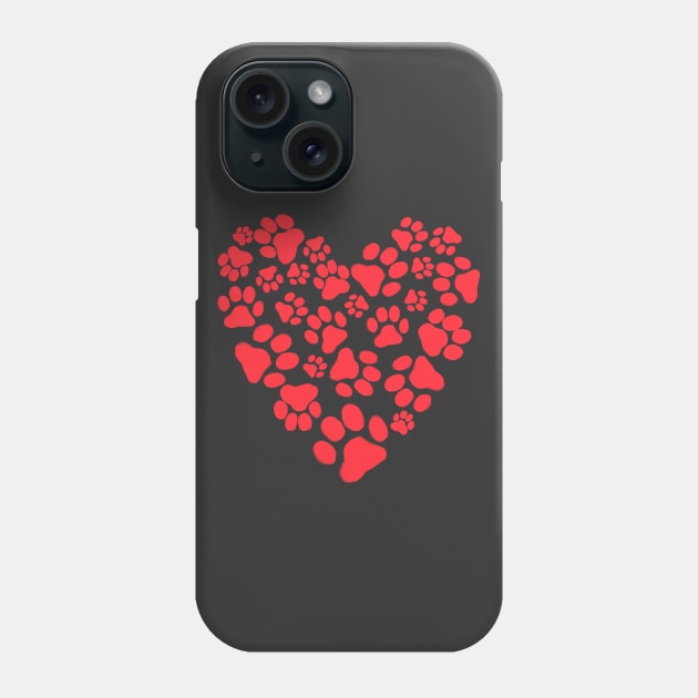 Dog or Cats Paw Prints Heart | Pet Lover Valentine Phone Case by Coffee Squirrel