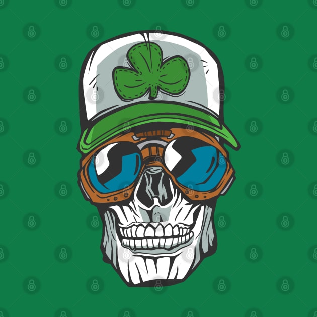 Saint Patrick's Day Skull Clover Cap Lucky Googles by Kali Space