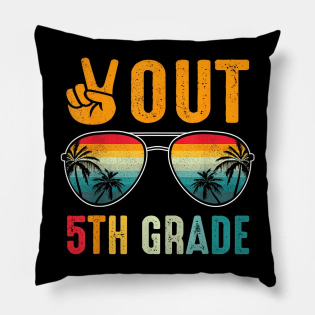 Peace Out 5th Grade  Graduation Last Day Of School Pillow by purplerari