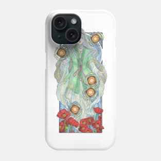 Lady of August with Peridot and Poppies Floating Obon Lanterns Water Goddess Mucha Inspired Birthstone Series Phone Case