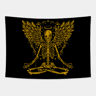 Skeleton Yoga Gold Tapestry