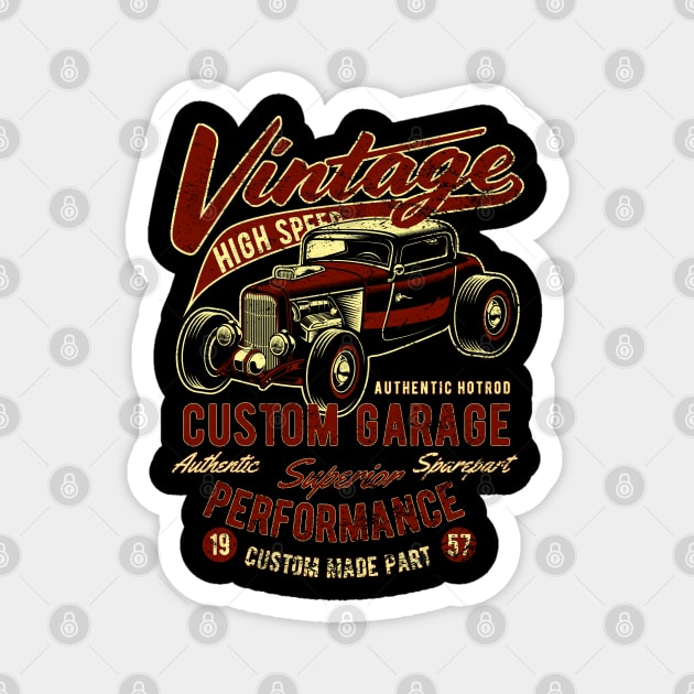 Vintage Hot Rod Magnet by RockabillyM