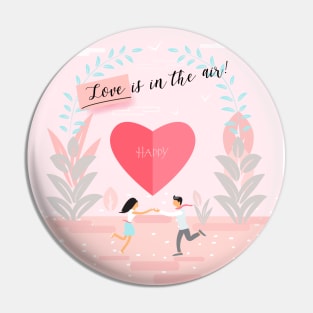 Happy Valentine's Day - Love is in the air! Lettering Contemporary Art Pin