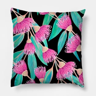 Eucalyptus with Pink Flowers Pattern Pillow