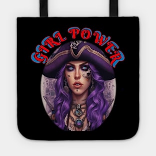 Girl power, purple pirate girl Tote