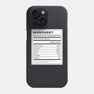 Funny Food Label Female Ingredients MARGARET Phone Case