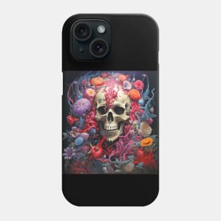 Scary Human Skull with Flowers Phone Case