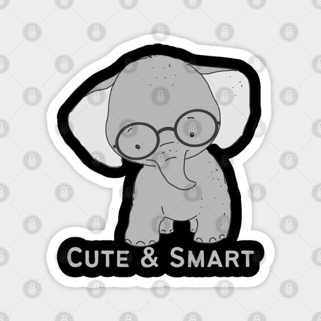 Lovely Cute and Smart Sweet little elephant in glasses cute baby outfit Magnet by BoogieCreates