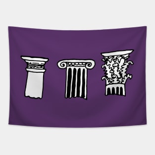 Doric, Ionic, Corinthian ancient Greece and Rome columns Tapestry