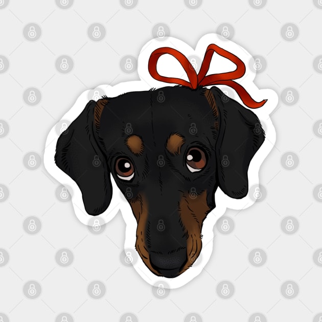 Puppy eyes daschund Magnet by Pandemonium