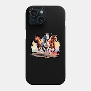 3 horses running on the beach Phone Case