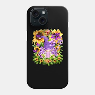 Sunflower Suicide Awareness Gnome With Purple Violet Flower Phone Case