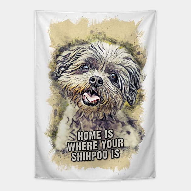 Shihpoo Home is Where Your Dog is Tapestry by Naumovski