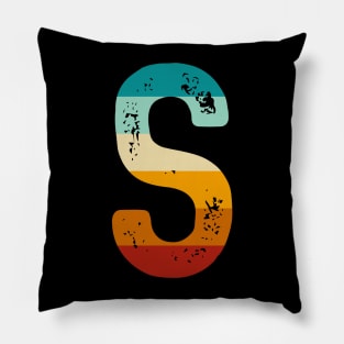 Retro Letter S Monogram Alphabet Lovers Kids Men Women Pillow