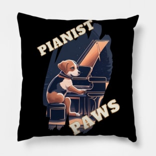 Piano-playing Dog: "Pianist Paws" Pillow