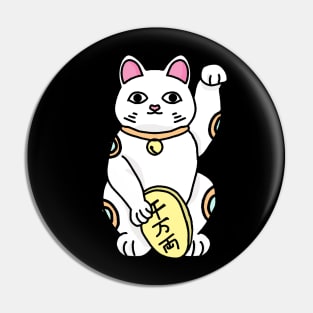 Maneki-neko in white Pin